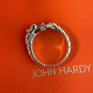 John Hardy Naga Dragon Ring w/ Diamonds Accent Sterling Silver Size 9